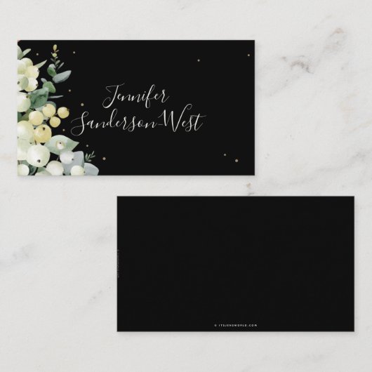 Custom Text Snowberry+Eukalyptus Weihnachten Platzkarte (Vorne/Hinten)