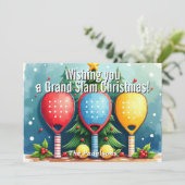 🎾🎄Custom text, Snowfall Smashmas Feiertagskarte (Stehend Vorderseite)