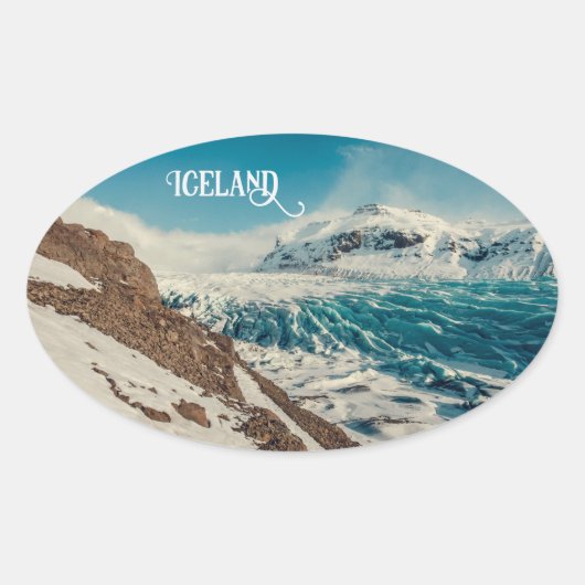 Custom Text Solheimajokull, Island Ovaler Aufkleber (Vorderseite)
