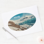 Custom Text Solheimajokull, Island Ovaler Aufkleber (Umschlag)