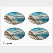 Custom Text Solheimajokull, Island Ovaler Aufkleber (Blatt)