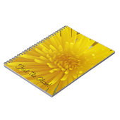 Custom Text Spiky Yellow Dahlia Blume Fotografie Notizblock (Linke Seite)