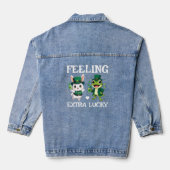 Custom Text St. Patrick's Day Frog and Bunny Jeansjacke (Rückseite)