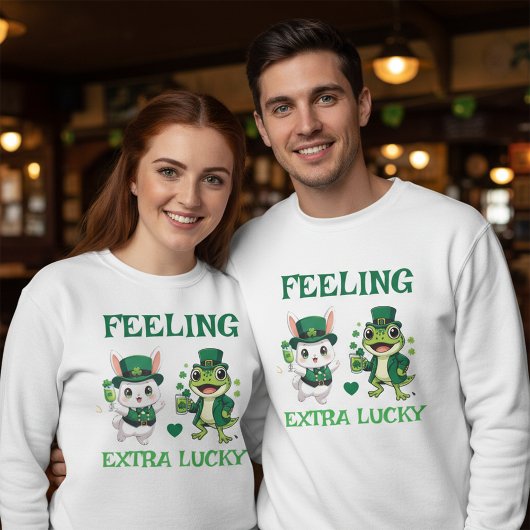 Custom Text St. Patrick's Day Frog and Bunny Sweatshirt