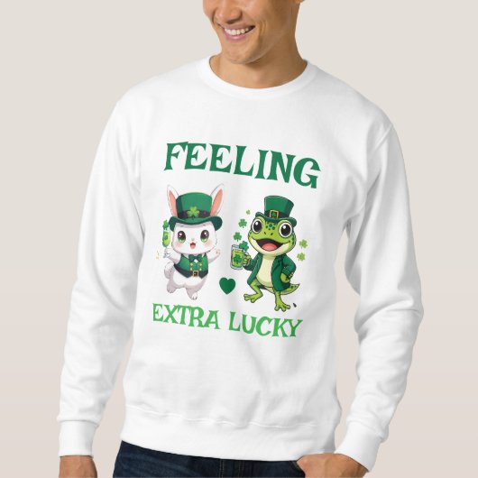 Custom Text St. Patrick's Day Frog and Bunny Sweatshirt (Vorderseite)