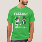 Custom Text St. Patrick's Day Frog and Bunny T-Shirt (Vorderseite)