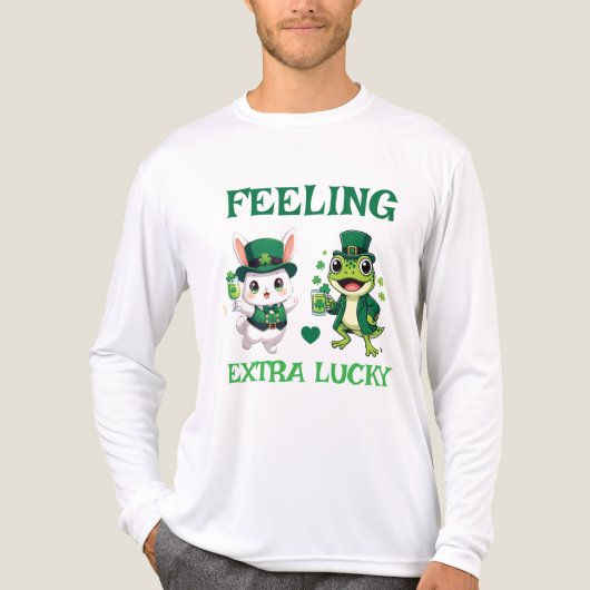 Custom Text St. Patrick's Day Frog and Bunny Tri-Blend Shirt (Vorderseite)