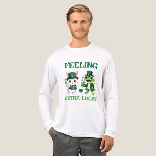 Custom Text St. Patrick's Day Frog and Bunny Tri-Blend Shirt (Vorderseite komplett)