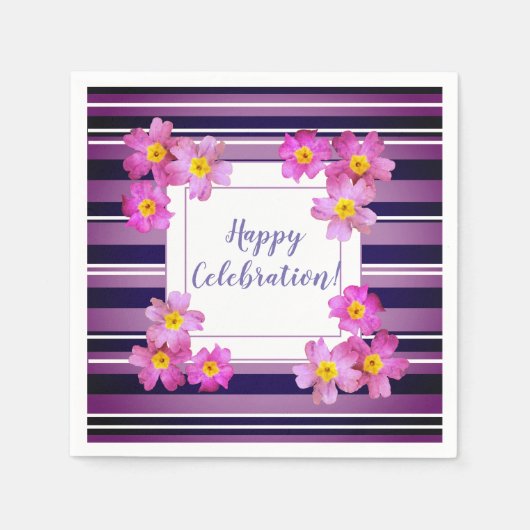 Custom Text Stripes floral Napkins Serviette (Vorderseite)