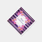 Custom Text Stripes floral Napkins Serviette (Ecke)