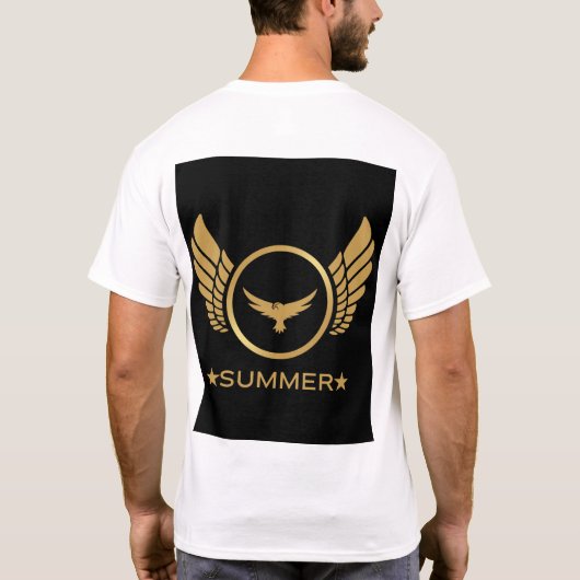 Custom Text Summer Vibes Gold Adlerbild Weiß T-Shirt (Rückseite)