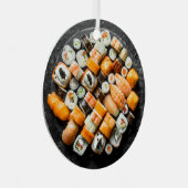 Custom Text Sushi Platter Ornament Aus Metall (Vorderseite Rechts)