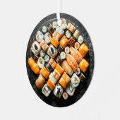 Custom Text Sushi Platter Ornament Aus Metall (Vorderseite links)
