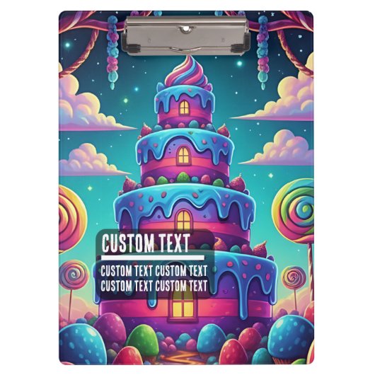 Custom Text Sweet Dreams Cake Art Whimsical Purple Klemmbrett (Vorderseite)