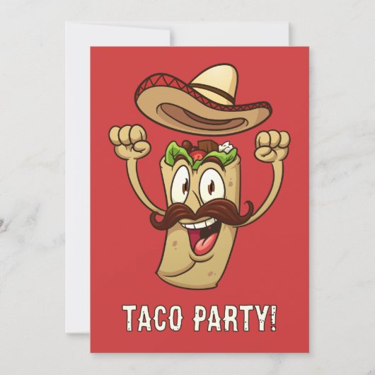 Custom Text Taco Party Einladung (Vorderseite)