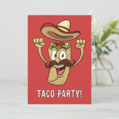 Custom Text Taco Party Einladung (Stehend Vorderseite)