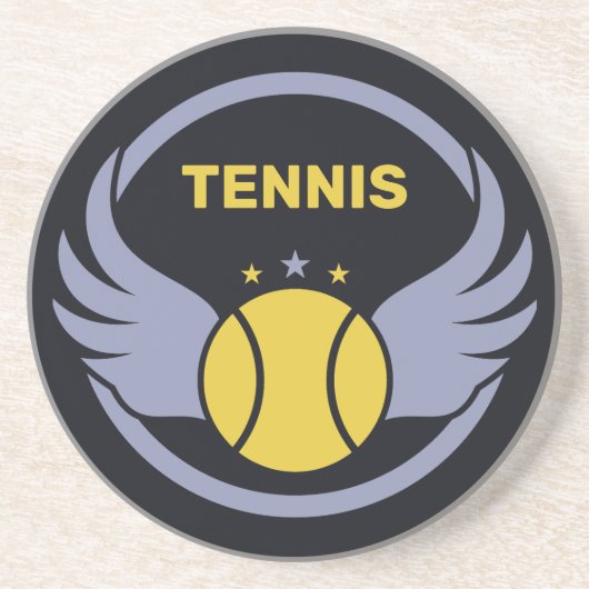 Custom Text Tennis Ball mit Flügen Getränkeuntersetzer (Vorne)
