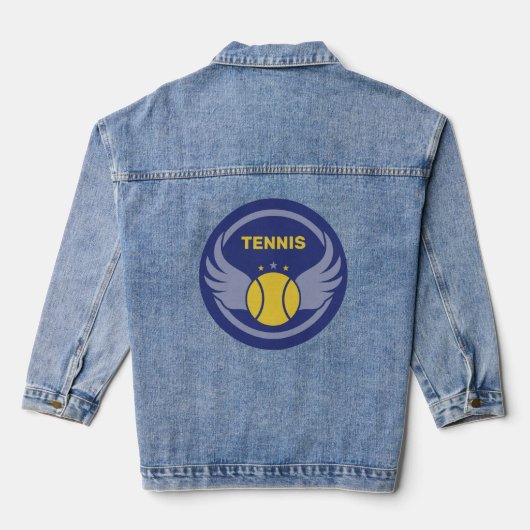 Custom Text Tennis Ball mit Flügen Jeansjacke (Rückseite)