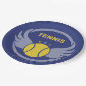 Custom Text Tennis Ball mit Flügen Pappteller (Schrägansicht)