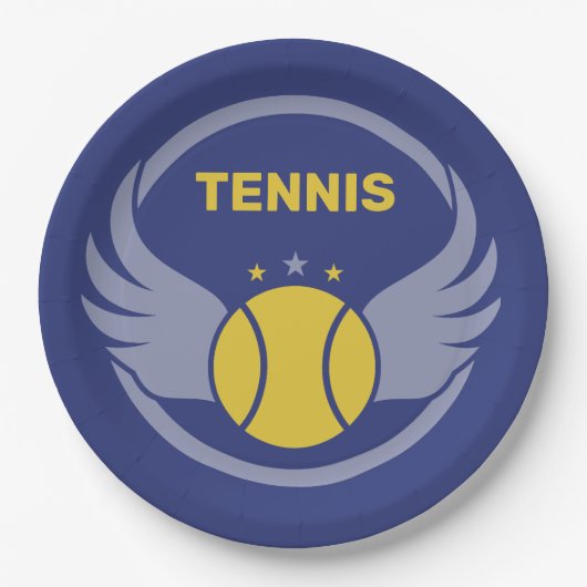 Custom Text Tennis Ball mit Flügen Pappteller (Vorderseite)