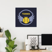 Custom Text Tennis Ball mit Flügen Poster (Heimbüro)