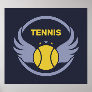 Custom Text Tennis Ball mit Flügen Poster
