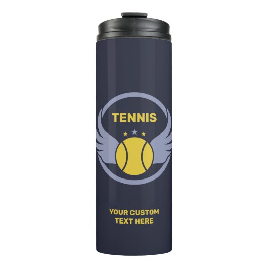 Custom Text Tennis Ball mit Flügen Thermosbecher (Vorderseite)