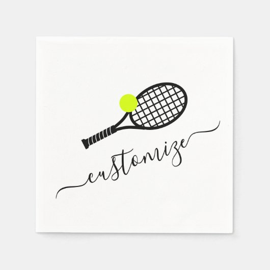 Custom Text Tennis Ball Racket Party Bankett Serviette (Vorderseite)