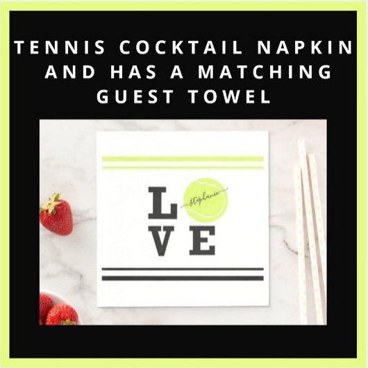 Custom Text Tennis Ball Racket Party Serviette