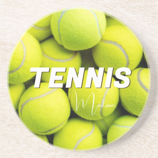 Custom Text Tennis Balls Getränkeuntersetzer (Vorne)