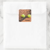 Custom Text Tennis Balls Quadratischer Aufkleber (Tasche)