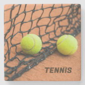 Custom Text Tennis Balls Steinuntersetzer (Vorderseite)