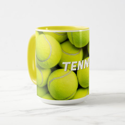 Custom Text Tennis Balls Tasse (Vorderseite Links)