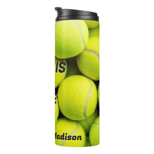 Custom Text Tennis Balls Thermosbecher (Nach rechts gedreht)
