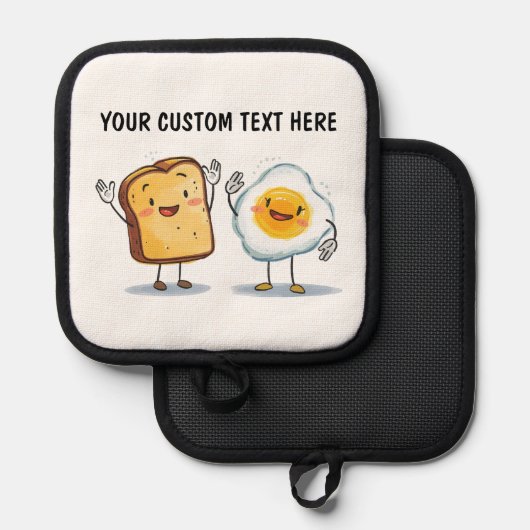 Custom Text Toast and Egg Cute Topflappen (Vorderseite/Rückseite)