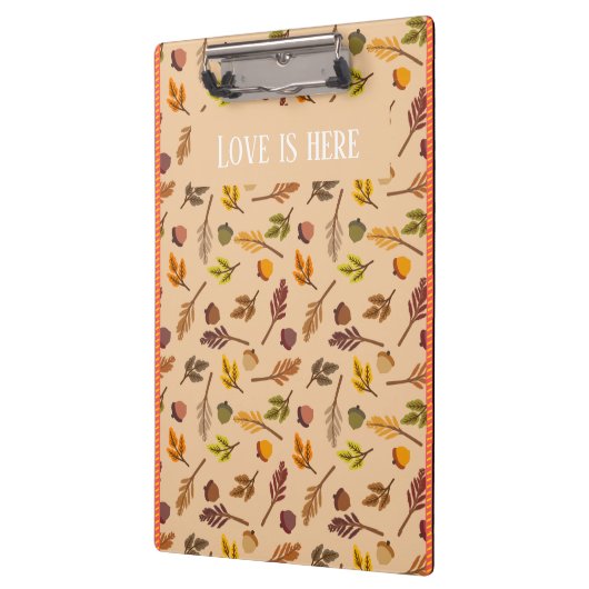 Custom text Trendy autumn background orange frames Klemmbrett (Links)