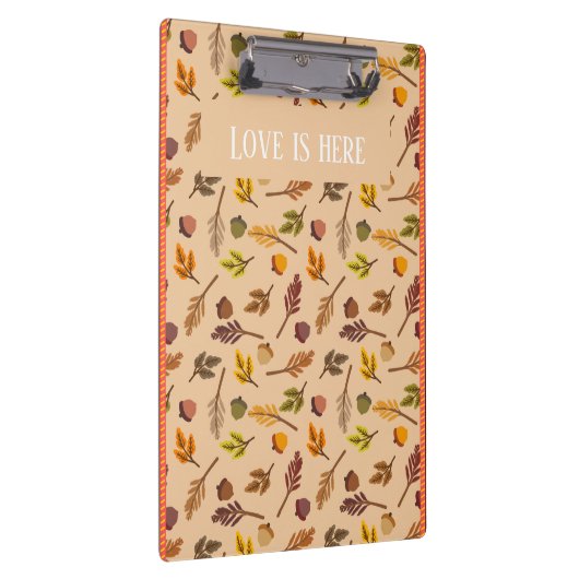 Custom text Trendy autumn background orange frames Klemmbrett (Rechts)