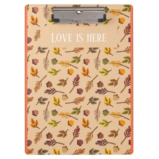 Custom text Trendy autumn background orange frames Klemmbrett (Vorderseite)