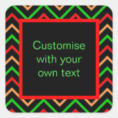Custom Text Trendy Chevron Black Quadratischer Aufkleber (Vorderseite)