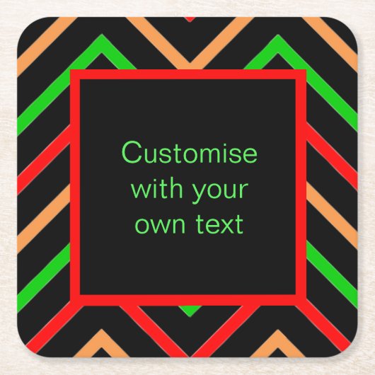 Custom Text Trendy Chevron Rechteckiger Pappuntersetzer (Vorderseite)