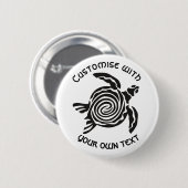 Custom Text Tribal Turtle Design Button (Vorne & Hinten)