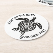 Custom Text Tribal Turtle Design Runder Pappuntersetzer (Angewinkelt)