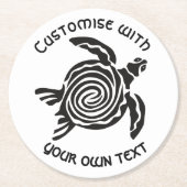 Custom Text Tribal Turtle Design  Runder Pappuntersetzer (Vorderseite)