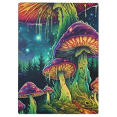 Custom Text Trippy Mushroom Forest Fantasy Art Klemmbrett (Rückseite)