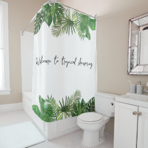 Custom text Tropical leaf Summer Gefühl Green Duschvorhang