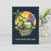Custom Text Tropical Summer Party Einladung (Stehend Vorderseite)
