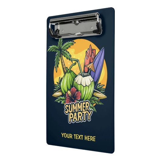 Custom Text Tropical Summer Party Mini Klemmbrett (Gewinkelt2)