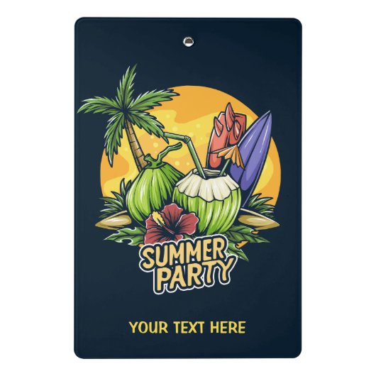 Custom Text Tropical Summer Party Mini Klemmbrett (Rückseite)