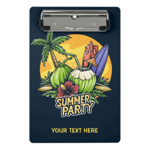 Custom Text Tropical Summer Party Mini Klemmbrett