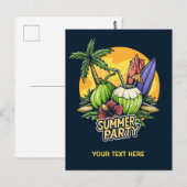 Custom Text Tropical Summer Party Postkarte (Vorne/Hinten)
